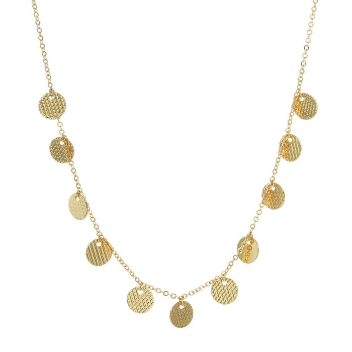 Gold Plated Chain w/ Dangling Coins Necklace