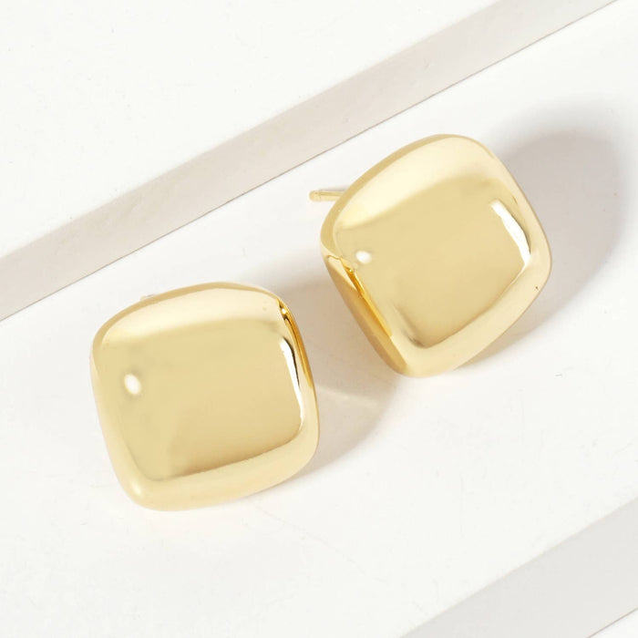 Polished Brass 16mm Square-Shaped Stud Earrings
