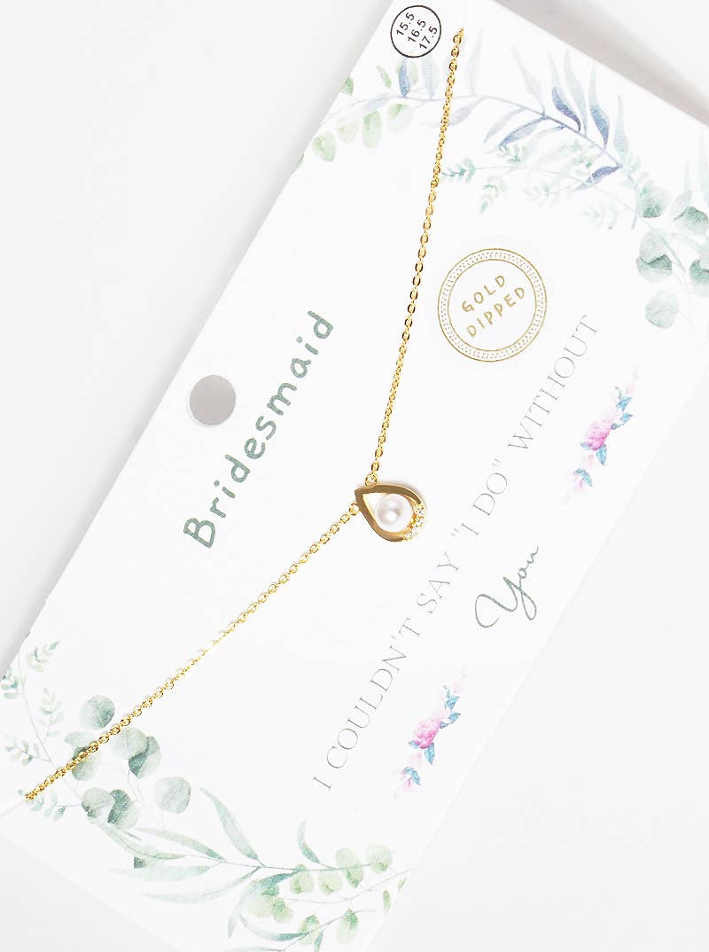 Bridesmaid Tear-Drop Pearl Pendant Necklace