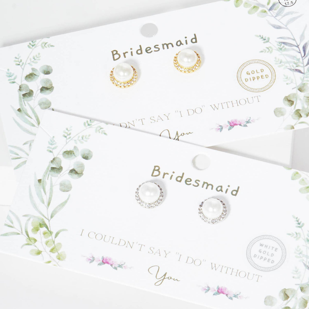 Pearl & Crystal Halo Bridesmaid Stud Earrings