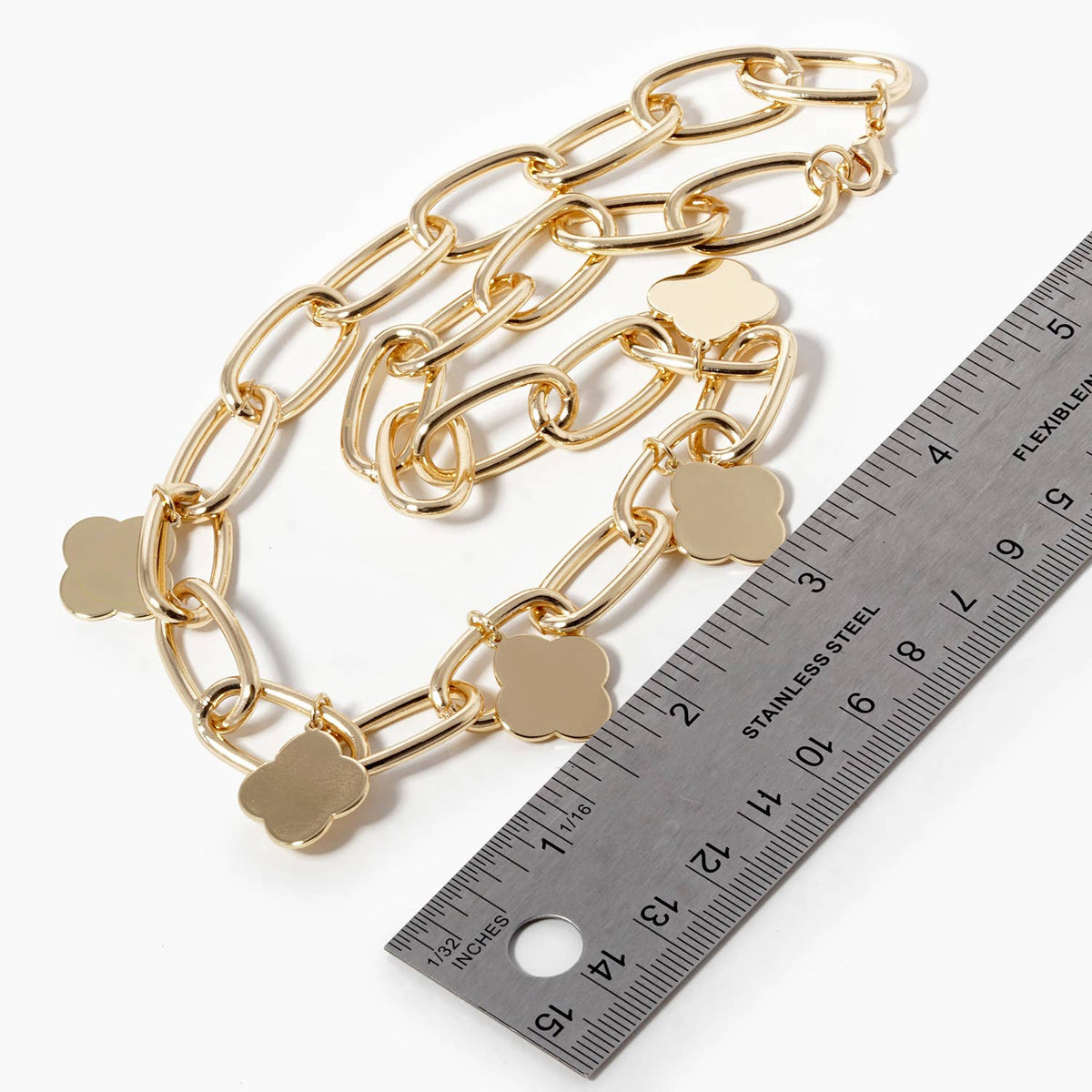 Clover Charm Chunky Chain Necklace