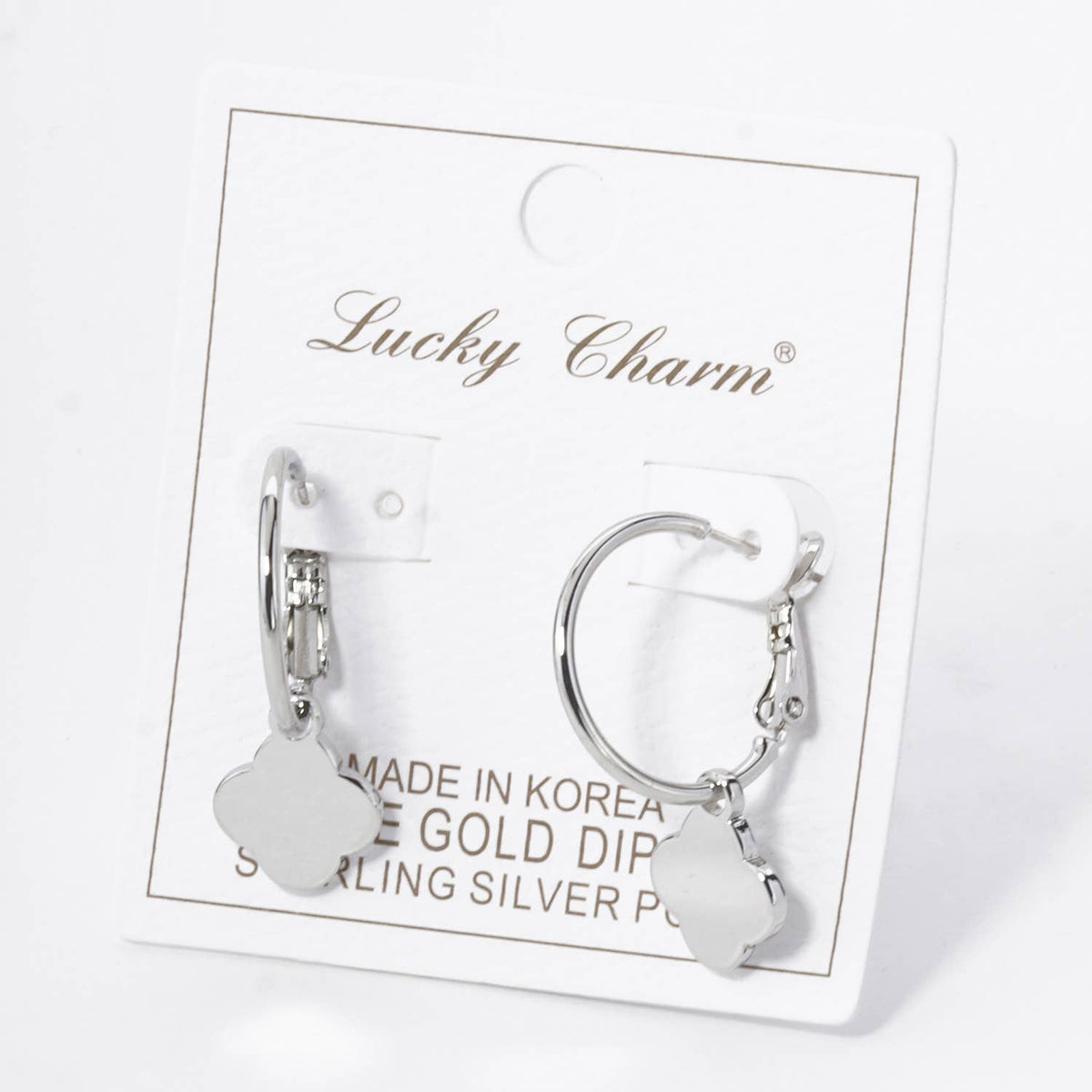 Quatrefoil Drop 20mm Leverback Hoop Earrings / 18K Gold