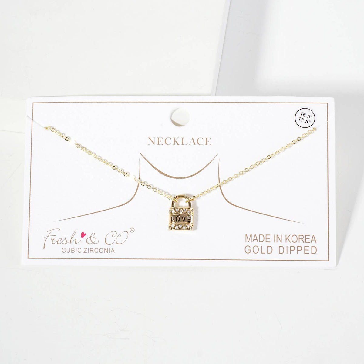 Love Engraved Padlock Pendant 18K-Gold-Dipped Necklace