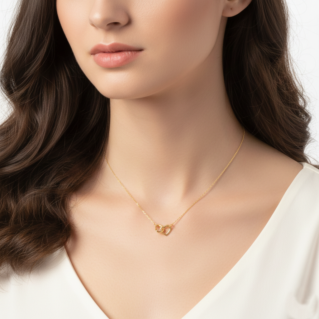 Interlocking Double Heart Pendant Necklace