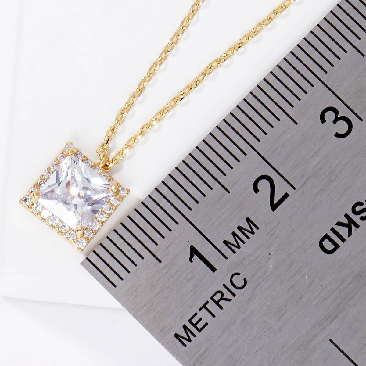 Radiant Square Halo Pendant Necklace