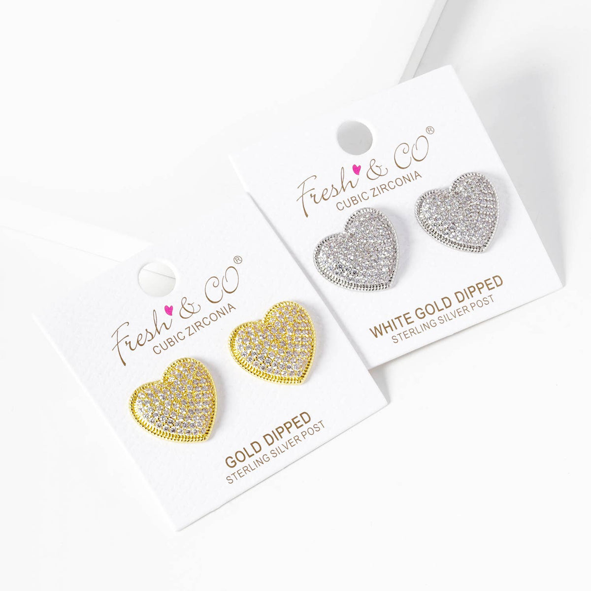 Pave Heart Stud Earrings