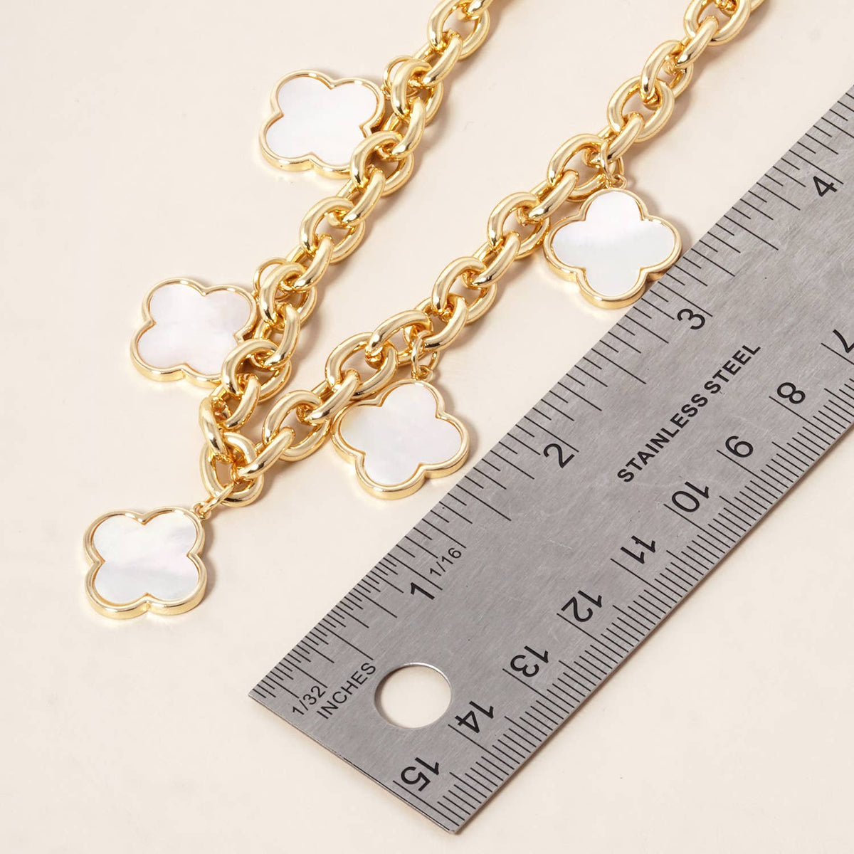 Minimalist Clover Charm Link Necklace
