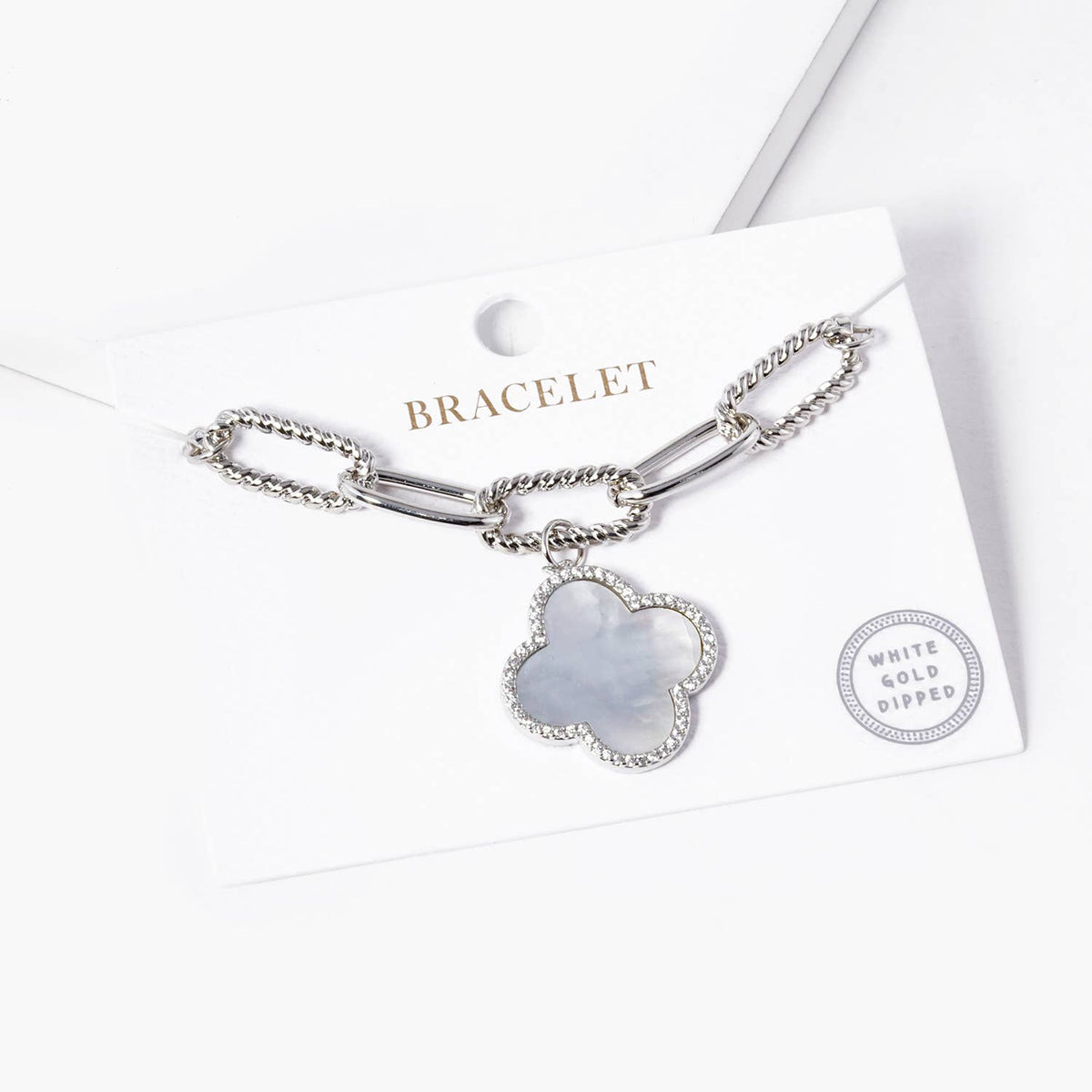 Clover Charm Paperclip Chain Bracelet