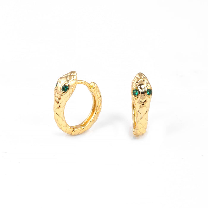 Gold Plated Snake Huggie Hoop Earrings