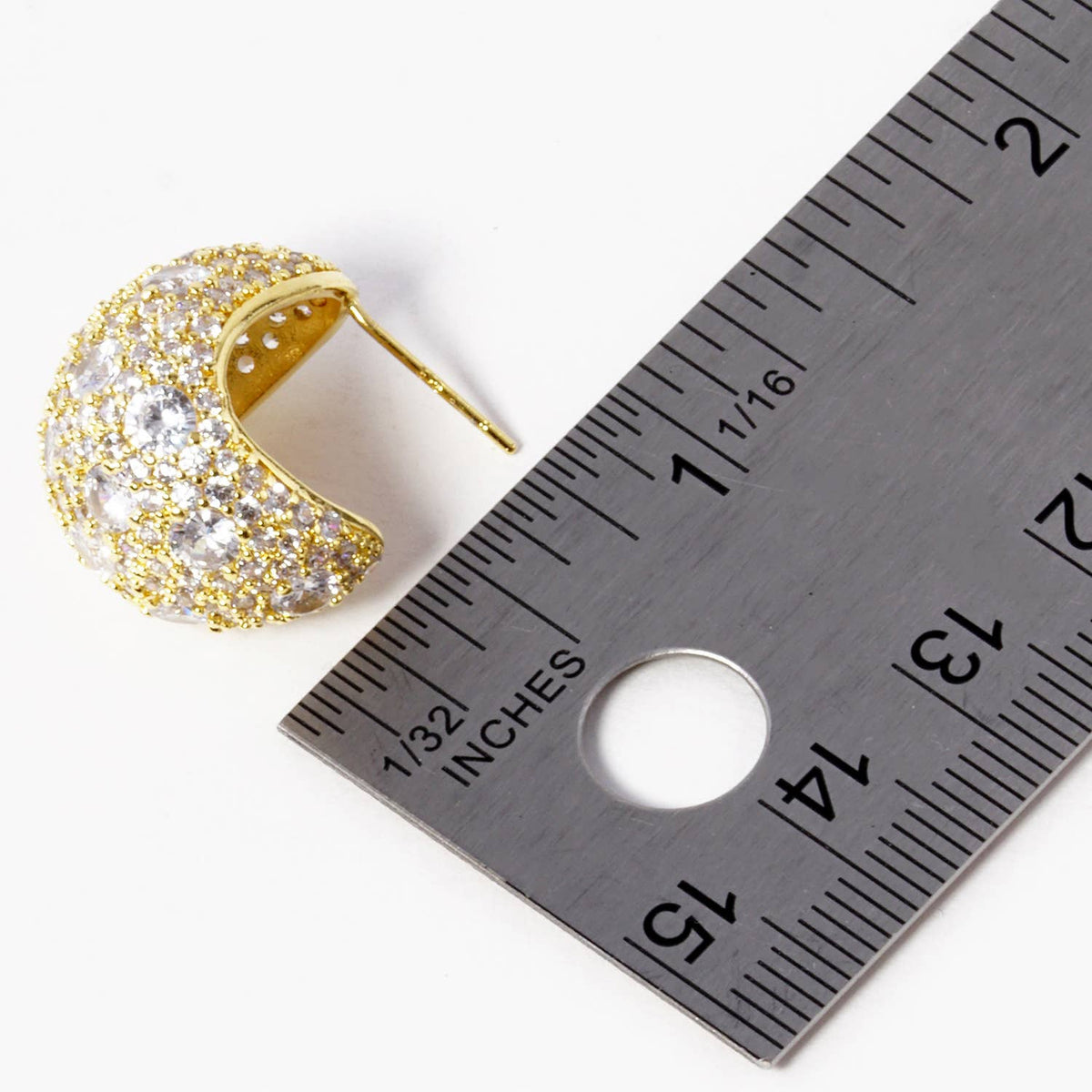 Geometric Pave Half-Hoop Earrings