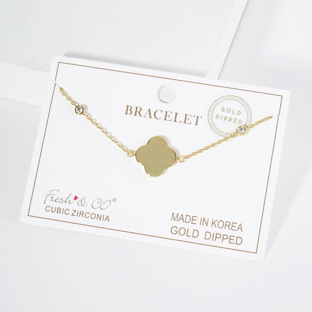 Dainty Clover Station Bracelet with CZ Accents