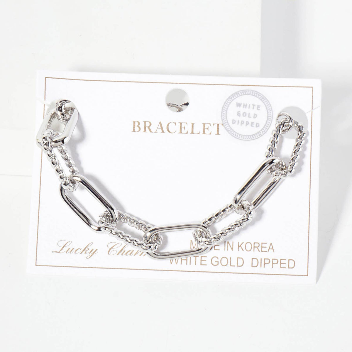 Mixed Texture Paperclip & Rope Chain Bracelet