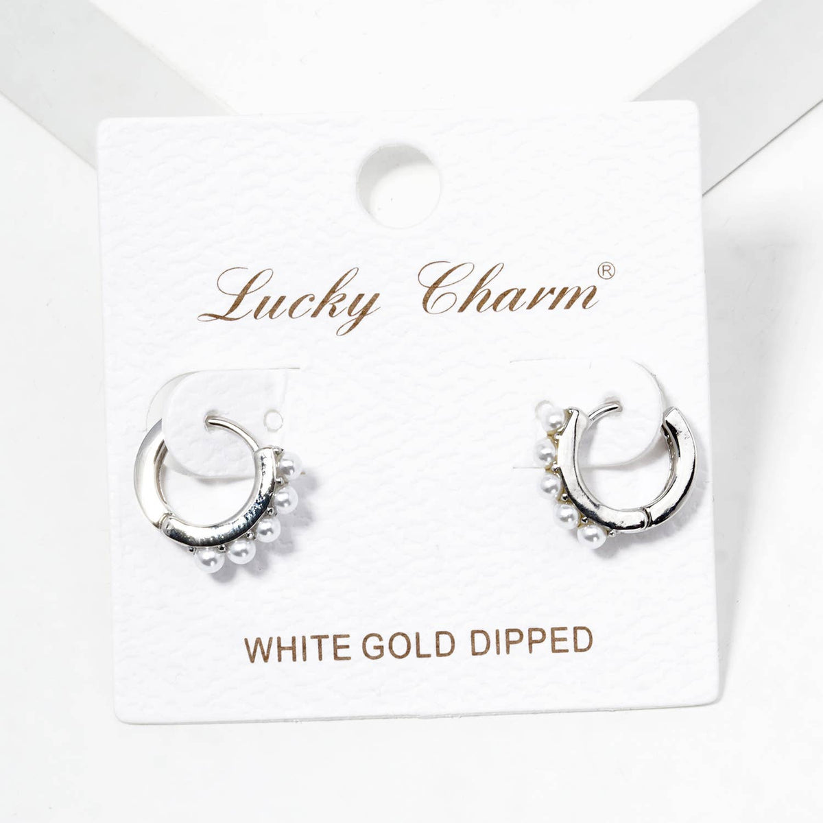 Gold-Dipped and White Gold-Dipped Pearl Huggie Hoop Earrings