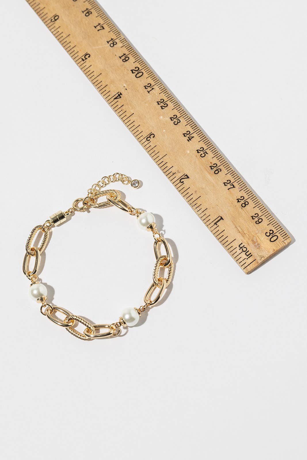 Pearl & Mixed-Link Chain Bracelet with Magnetic Clasp
