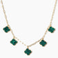 5-Clover Charm Paperclip Link Station Necklace