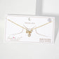 Heart CZ Drop Bow Pendant 18K-Gold-Dipped Brass Necklace