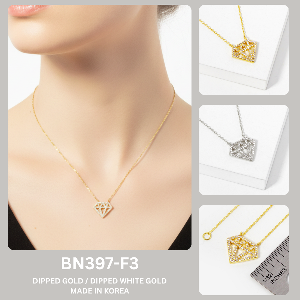 Geometric Diamond Cutout Pendant Necklace