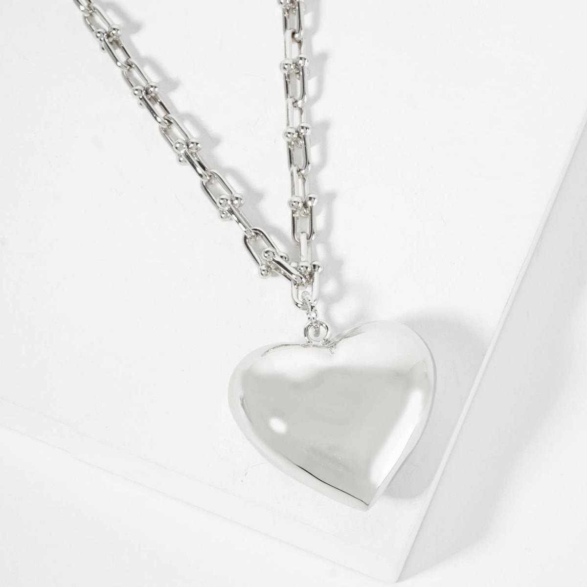 Polished Brass Puffy Heart Pendant HardWear-Chain Necklace