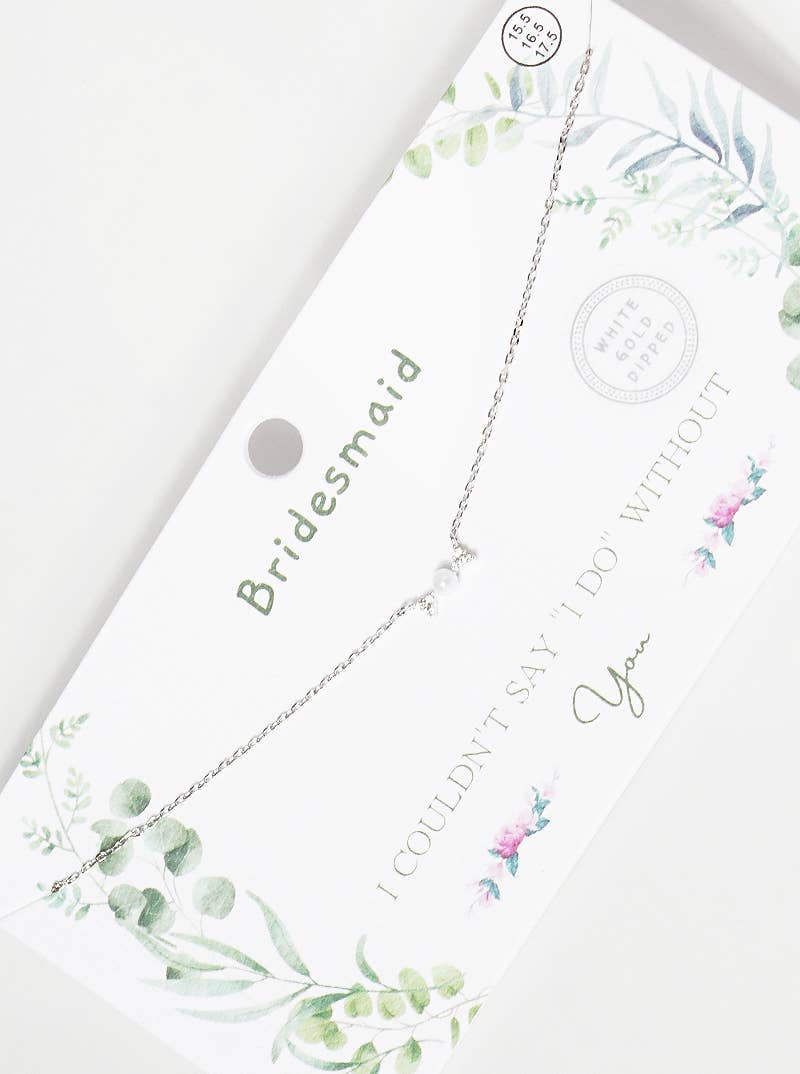 Dainty Pearl and Cubic Zirconia Bridesmaid Necklace