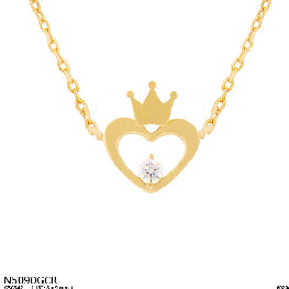 Dainty Heart & Crown Pendant Necklace