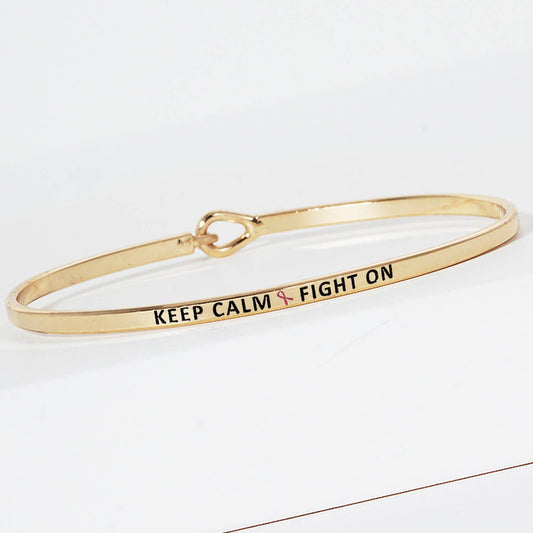 "Keep Calm & Fight On" Breast Cancer Awareness Bracelet