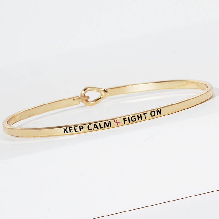 "Keep Calm & Fight On" Breast Cancer Awareness Bracelet