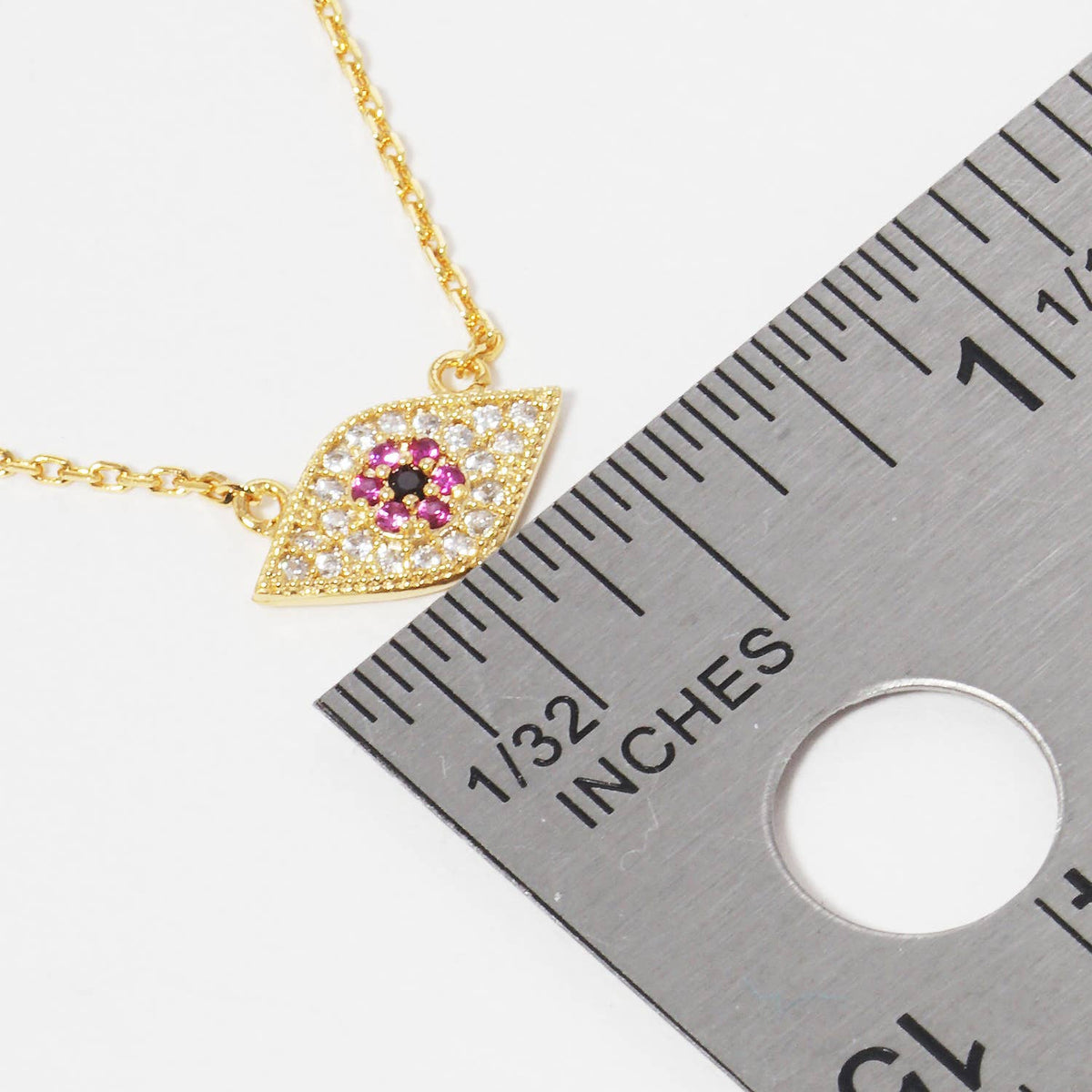 Cubic Zirconia Evil Eye Pendant Necklace