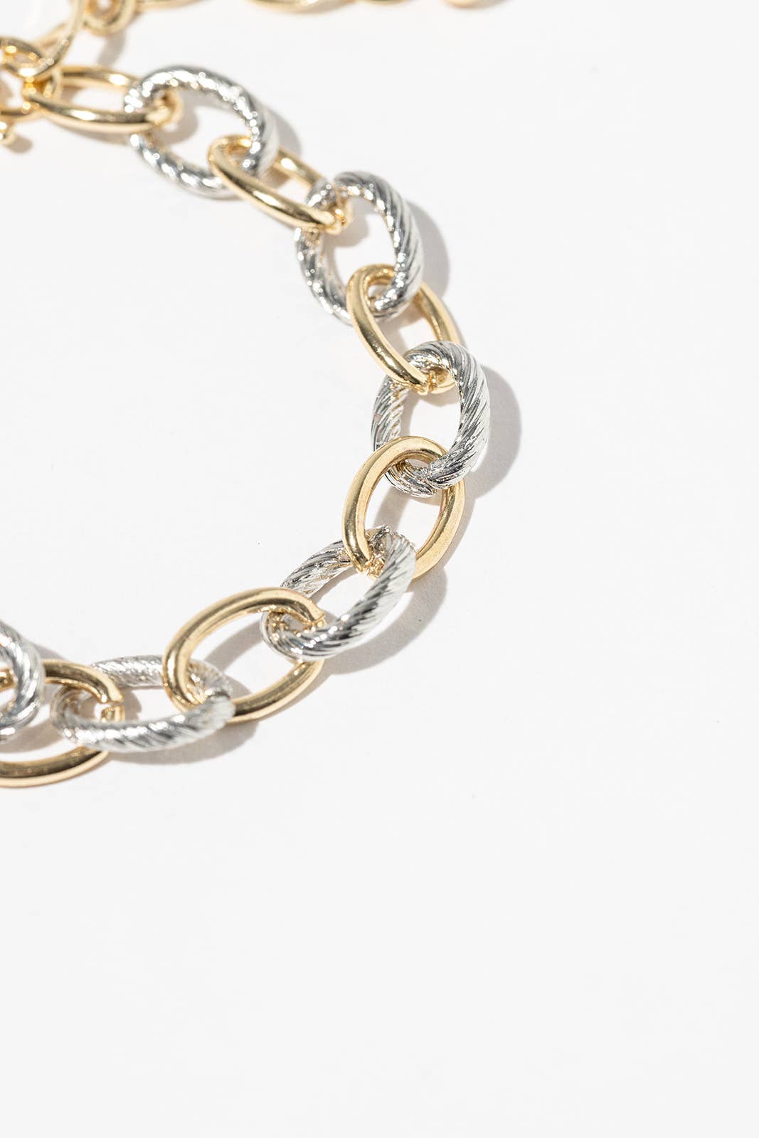 Two-Tone Twisted Oval Link Chain Bracelet