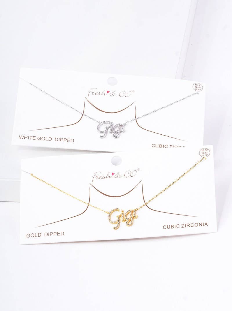 Gold Plated Gigi Script Necklace