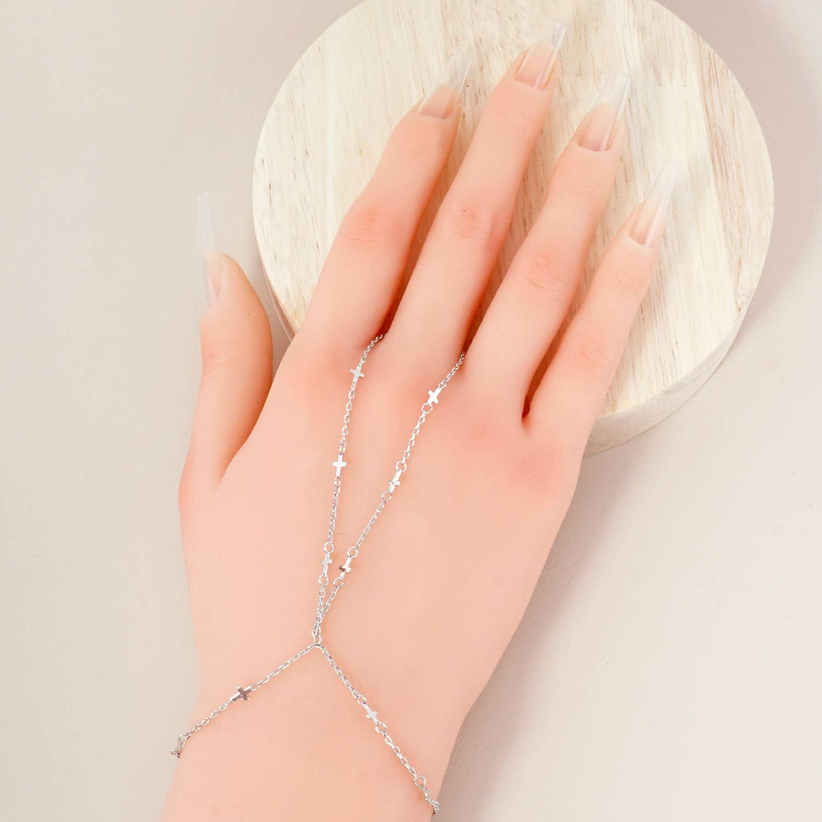 Religious-Theme Satellite Delicate Cross Hand-Chain Bracelet