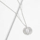 18K Gold Dipped CZ Pave Double Circle Pearl Pendant Necklace