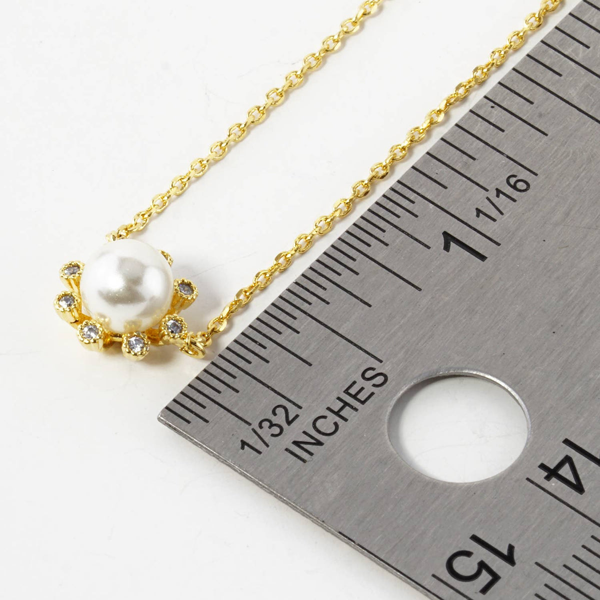 Dainty Bridesmaid Pearl & Rhinestone Cluster Necklace
