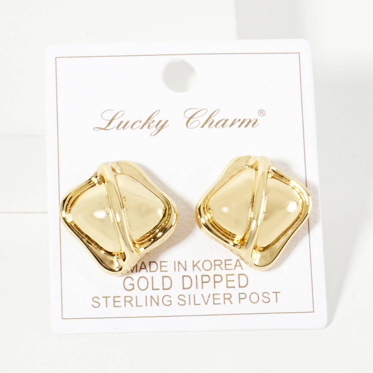 Polished Brass Soft-Curve Textured Post Earrings