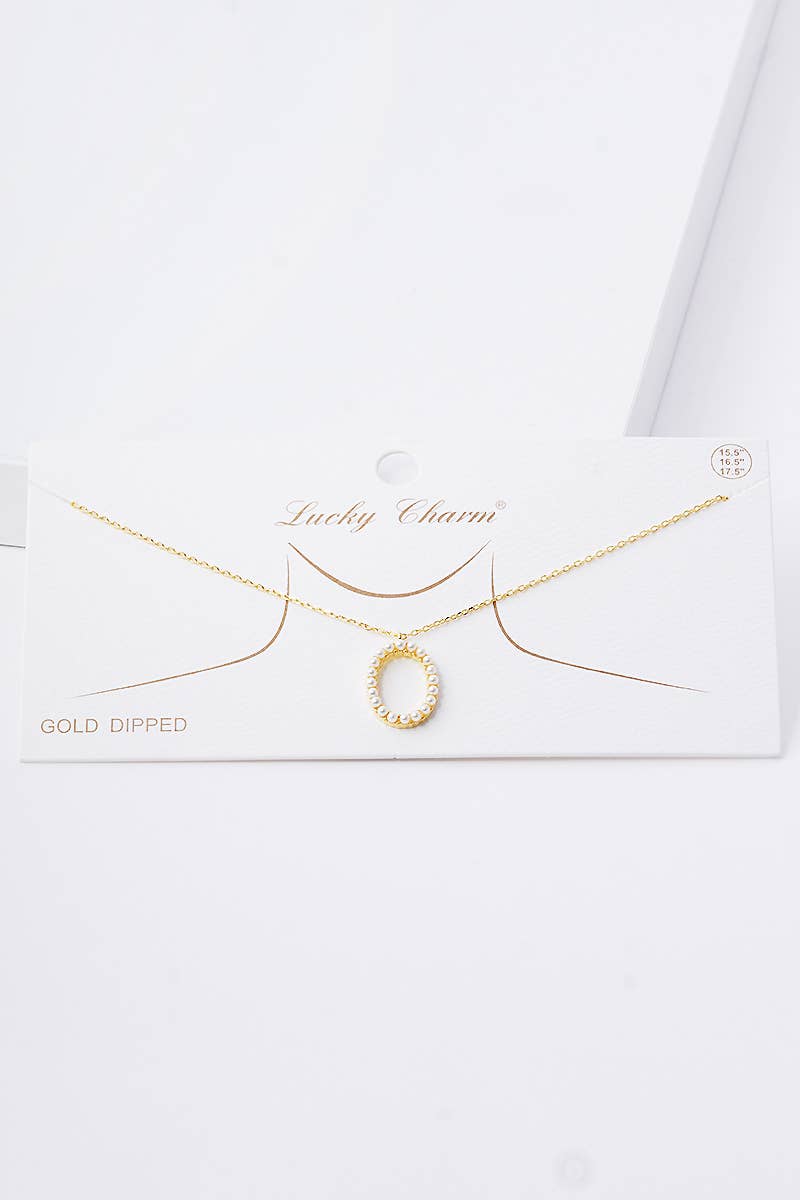 Gold Plated Pearl Initial Necklace