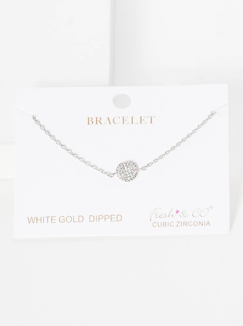 Minimalist Pavé Disc Charm Bracelet