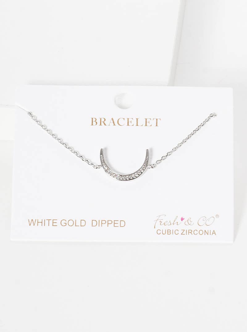 Minimalist Pavé Moon Charm Bracelet
