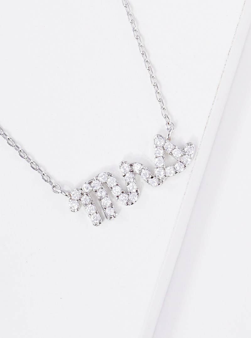 Gold Cubic Mrs. Cursive Necklace