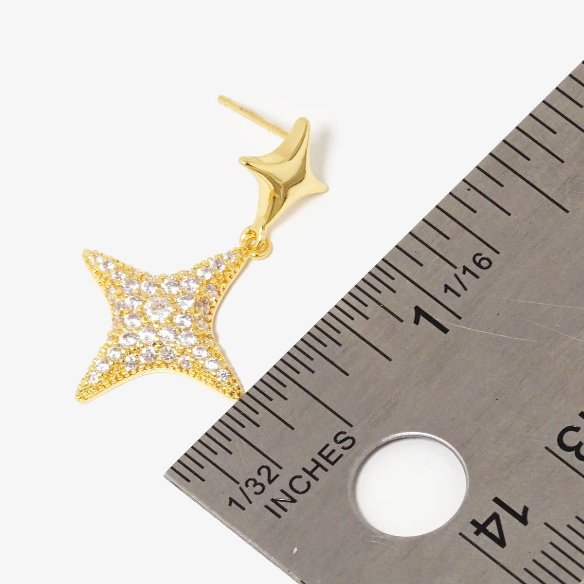 Celestial Star Pave Drop Earrings