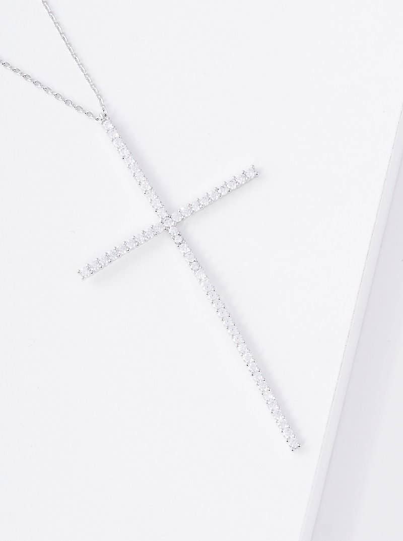 Gold Cubic Cross Pendant Necklace