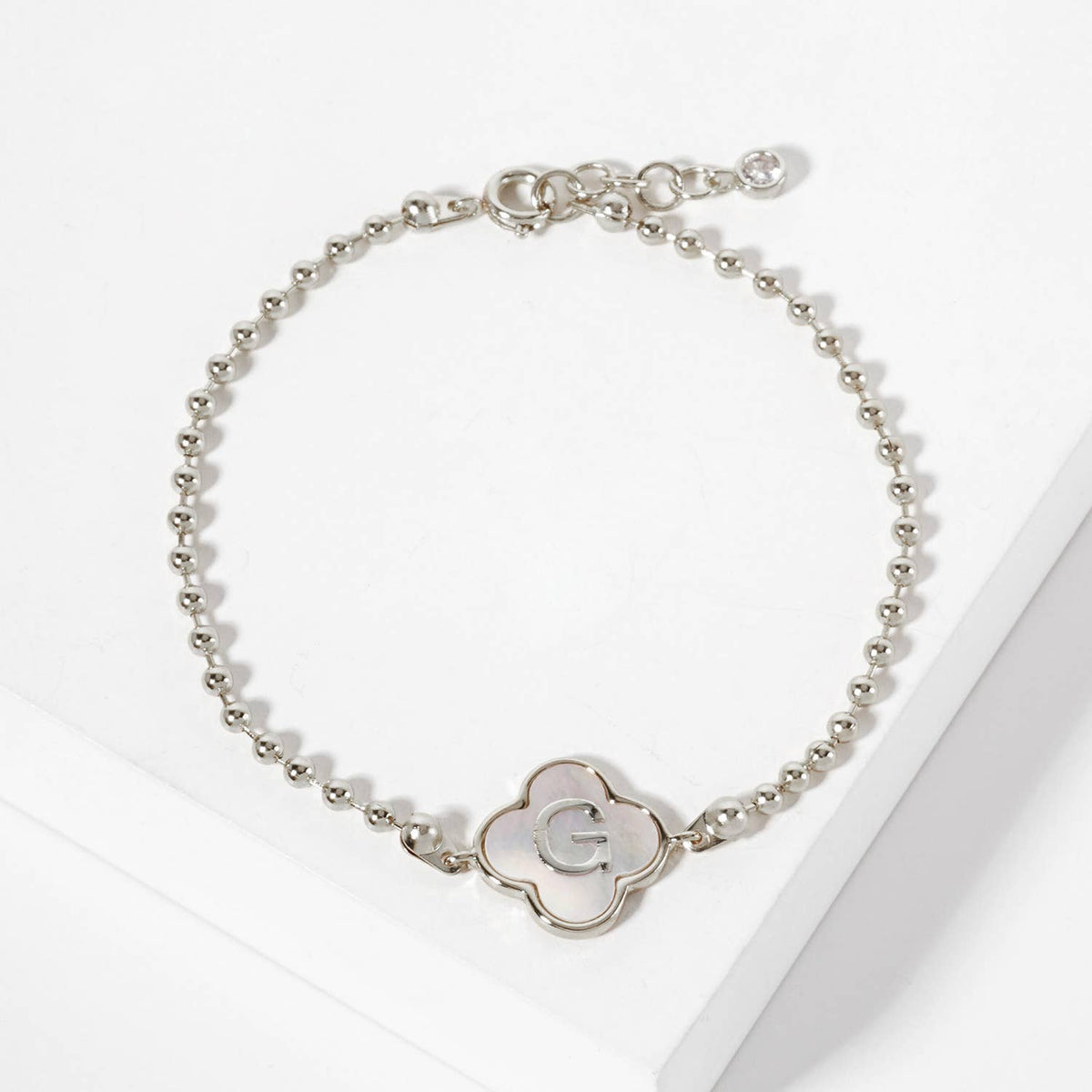 Dainty Gold Dipped Initial Clover Bracelet