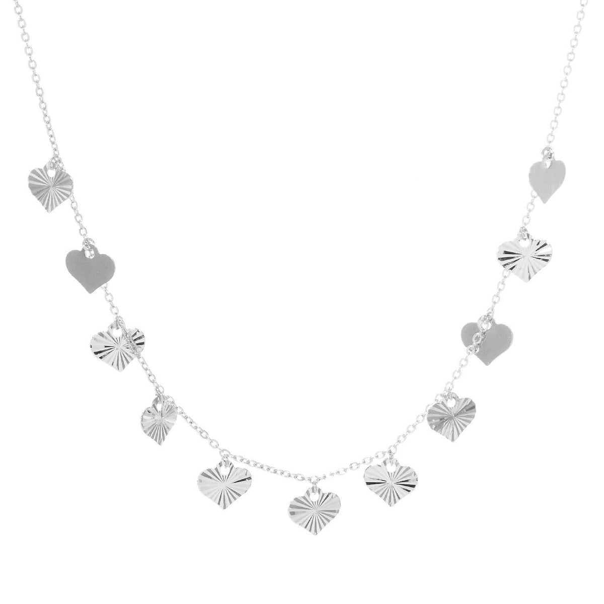 Gold Plated Chain w/ Dangling Hearts Necklace