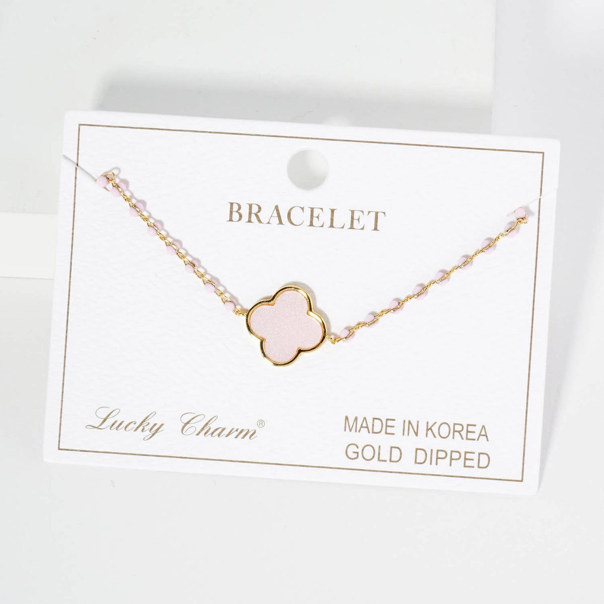 Four-Leaf Clover Mother of Pearl & Beaded Rosary Bracelet