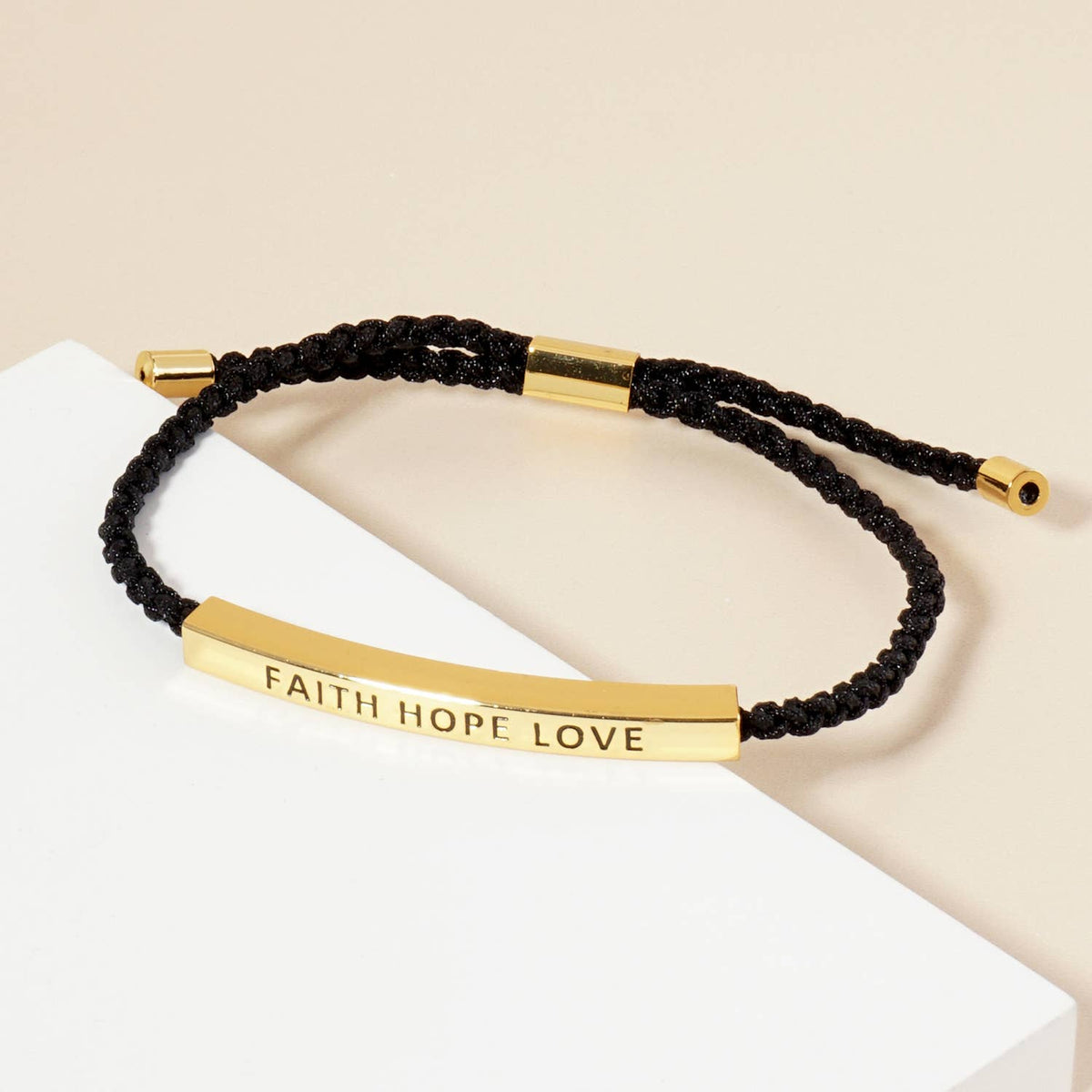 Inspirational Messages "Faith Hope Love" Tube Bar Bracelet
