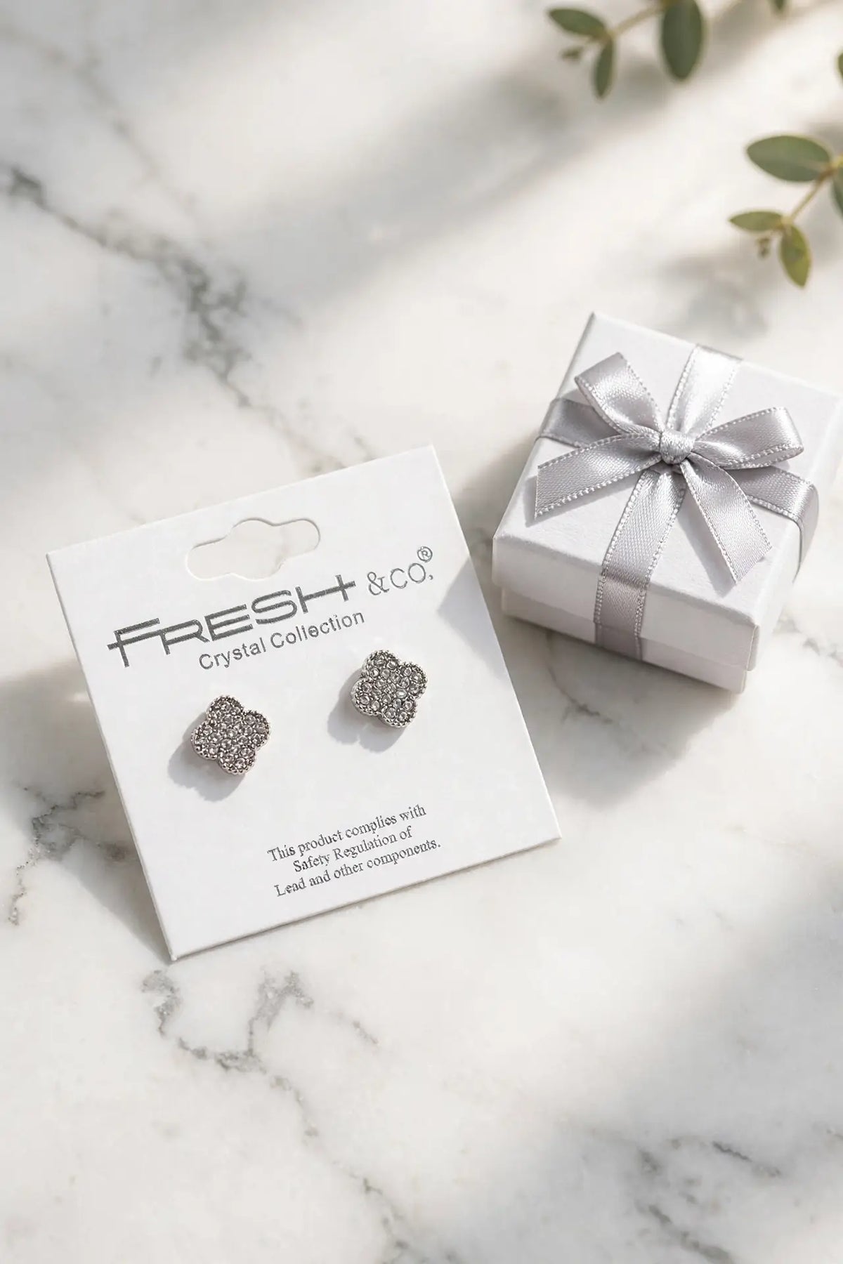 Crystal Clover Stud Earrings – Pavé Quatrefoil Studs, Gold