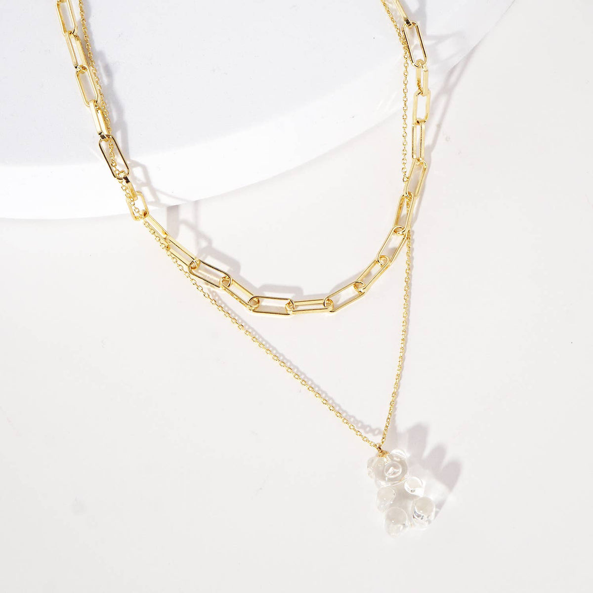 Multicolor Beaded Gummy Bear 2 Layered Necklace