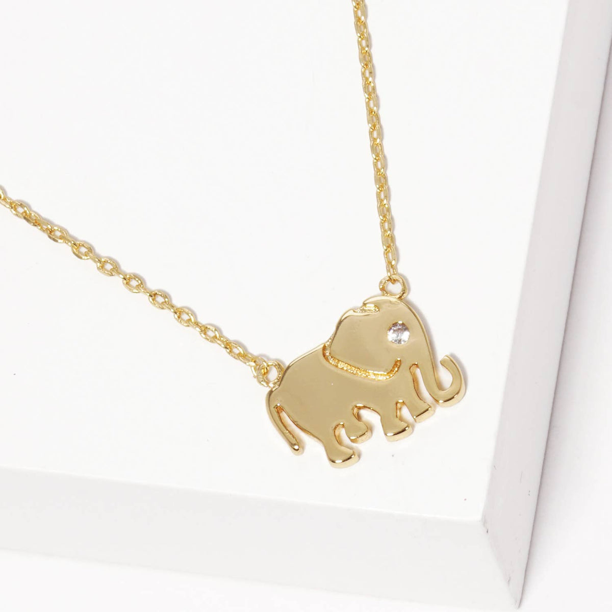 Gold Dipped Cubic Elephant Necklace