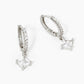 4-Prong Square Cubic Zirconia Drop 10mm Huggie Hoop Earrings