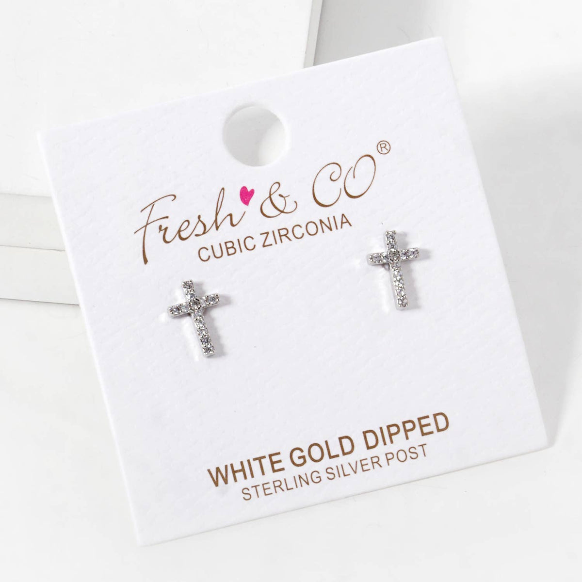Gold Dipped Cubic Cross Stud Earrings