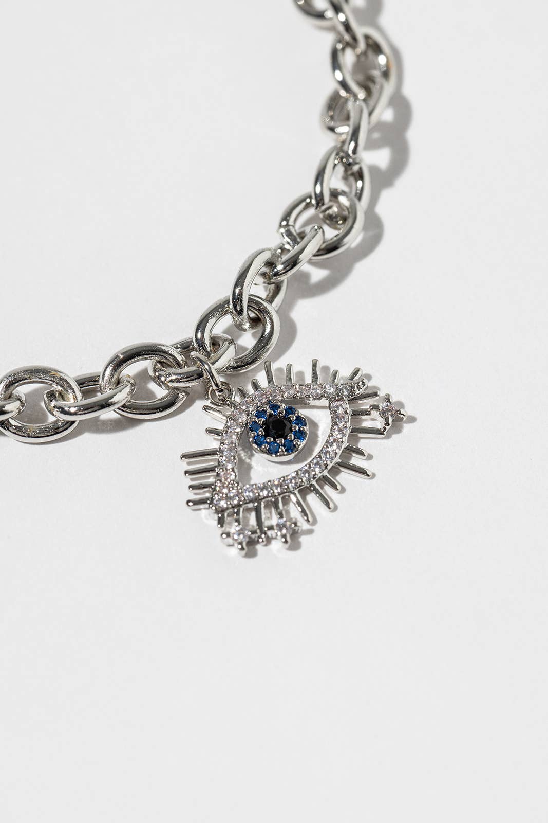 Pave Evil Eye Link Bracelet with Magnetic Clasp