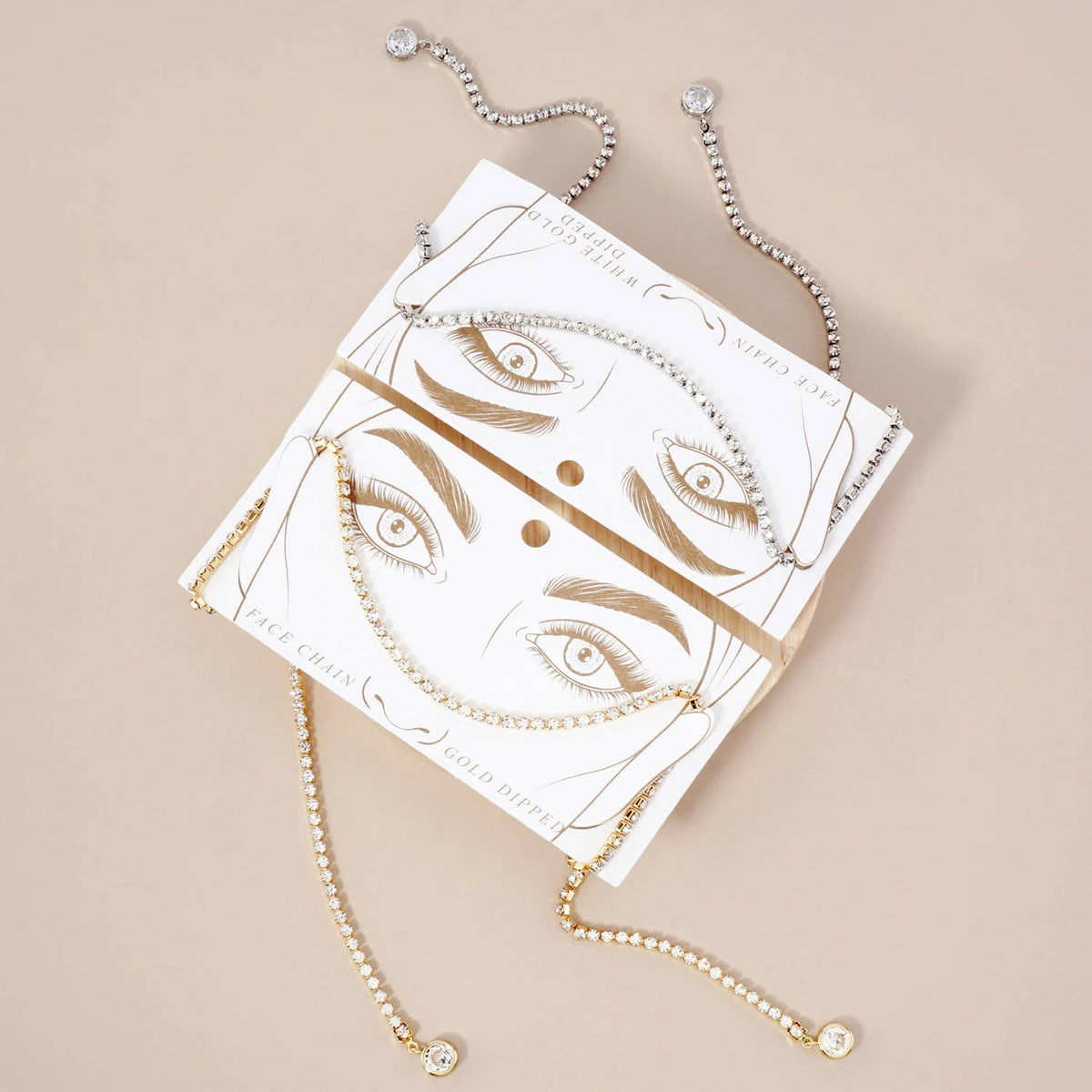 8mm Round Bezel-Set 18K-Gold-Dipped 3mm Crystal Face-Chain